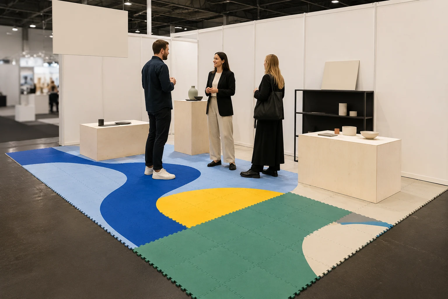 Branded modular MatStory floor at a design event