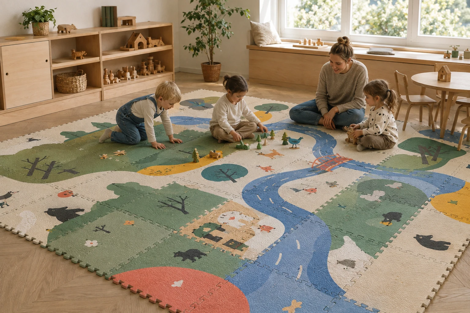 Illustrated MatStory floor in a kindergarten play space