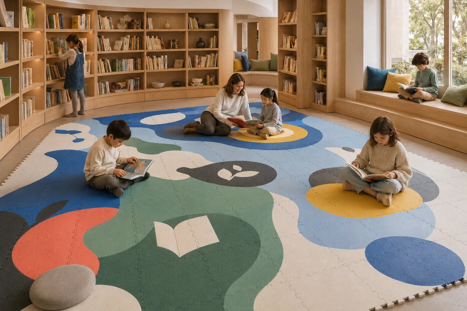 Modular MatStory story floor in a children’s library